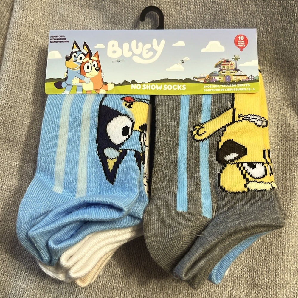 Bluey 10 Pack Boys No Show Character Socks. NWT-Unisex